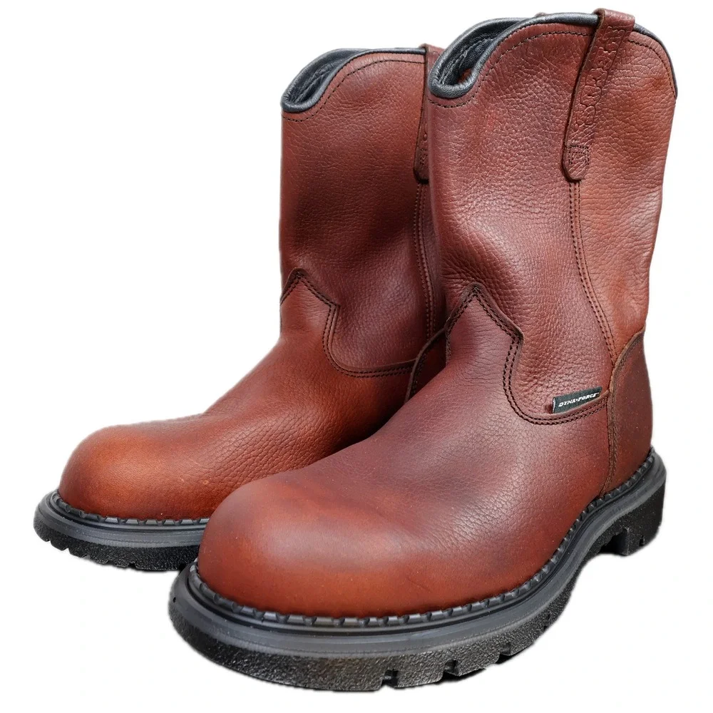 Red Wing Pecos DynaForce Work Boots Mens 9 D Brown Leather Pull On 1149 USA EH